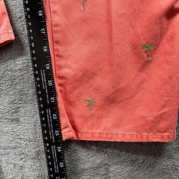 J Crew Women Pants Embroidered Favorite Fit Palm Trees Cotton Coral Size 6 C132 - Picture 6 of 10